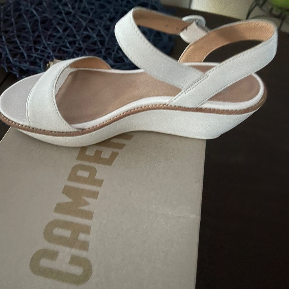 Camper White platform wedges NEVER WORN!